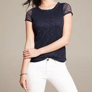 Banana Republic Lace Top - Navy, Size S